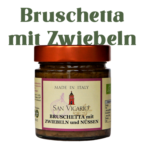 San Vicario Bruschetta mit Zwiebeln und Nüssen: Herzhaft-würziger Bio-Aufstrich
