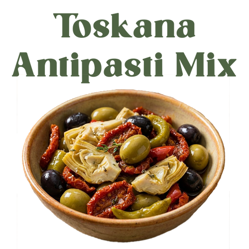 Antipasti Mix - Toskana mit Oliven, Artischocken, Peperoni und Tomaten